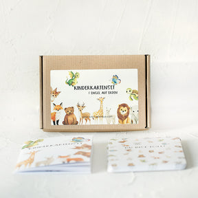 Kinderkartenset mit 12 zauberhaften Tieren