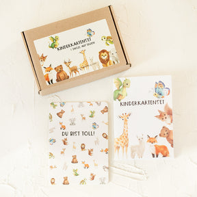 Kinderkartenset mit 12 zauberhaften Tieren